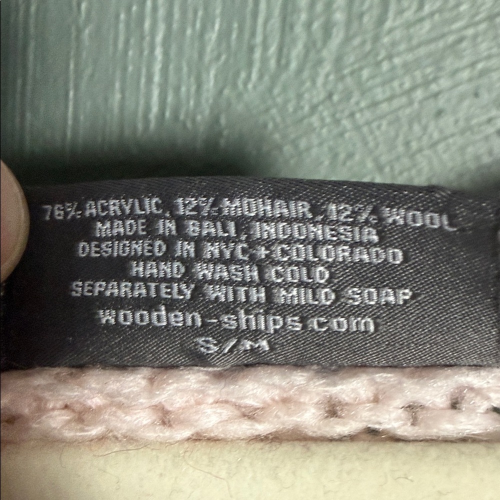 Wooden Ships Fisherman Sweater S/M Light Pink Mohair Wool Blend Cozy Knit - Picture 7 of 8